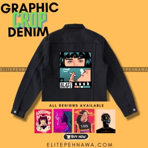 Graphic Crop Denim Jacket 01